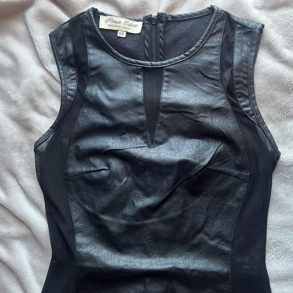 Leather sheer dress